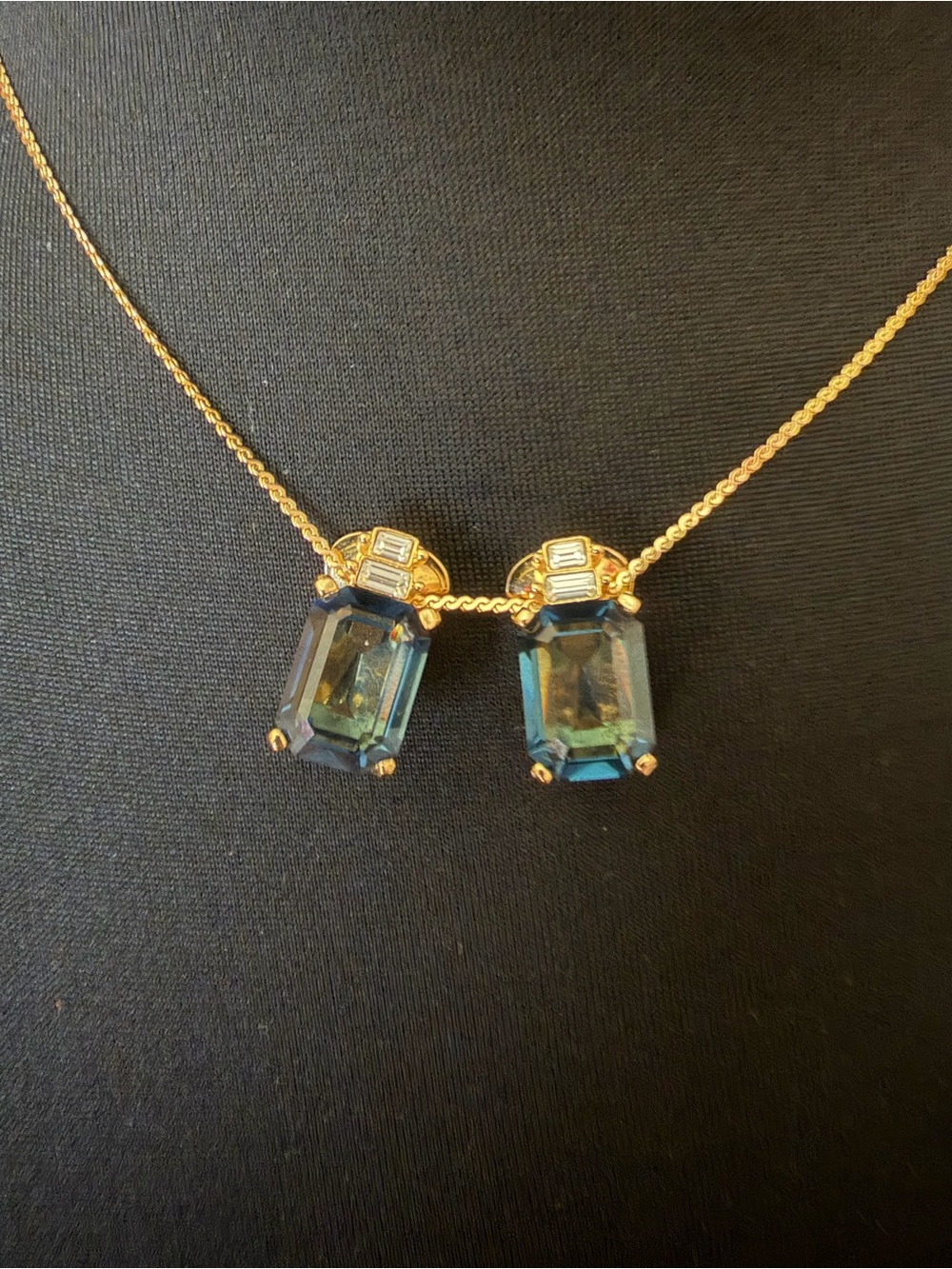 Vintage Christian Dior Blue Crystal Necklace Clip Earrings Demi Parure Signed - Picture 5 of 13